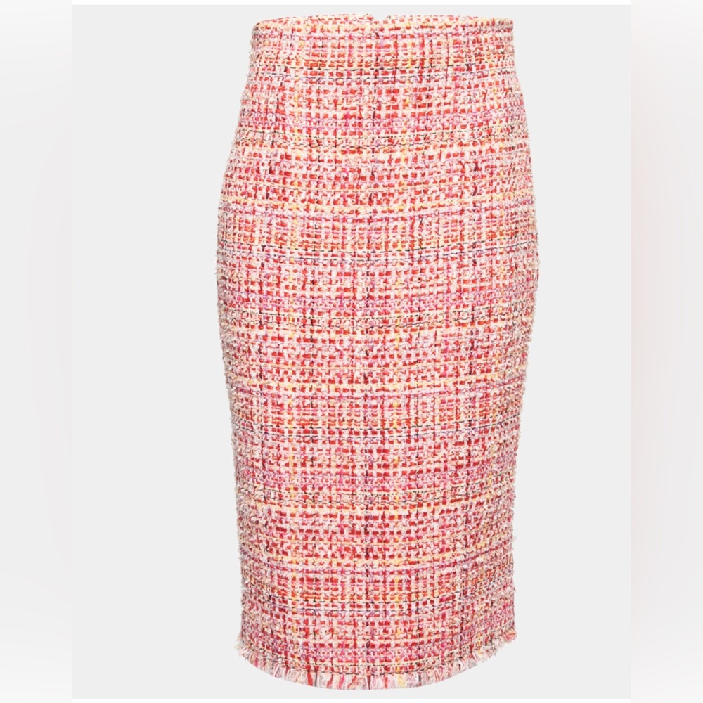 NWOT Alexander McQueen Frayed Hem Tweed Multicolor Pencil Skirt